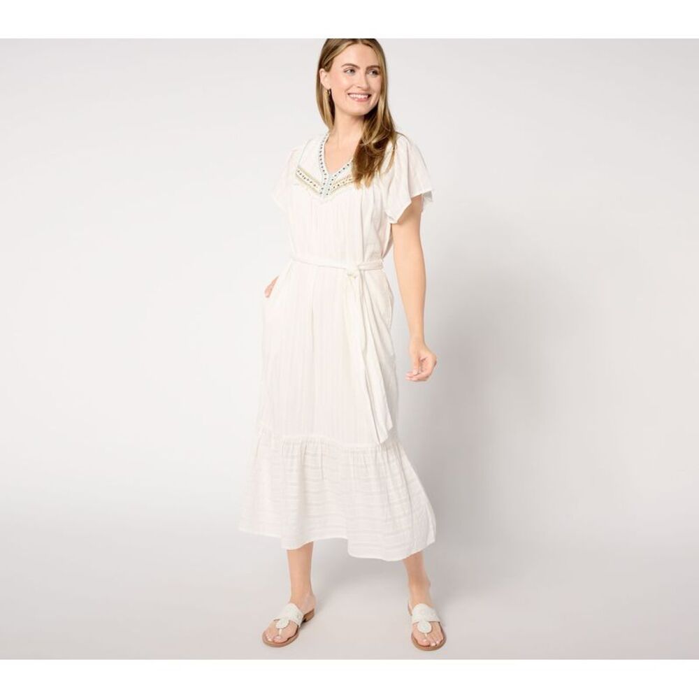 Top Knot Women's Plus Sz Dress 2X Embellished Midi White A648608